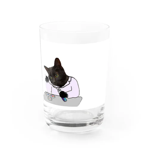 博士になった黒猫BIBI Water Glass
