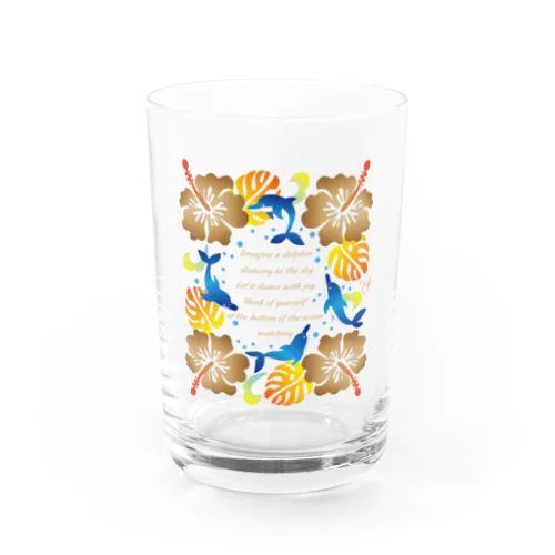 イルカ-001-brown Water Glass