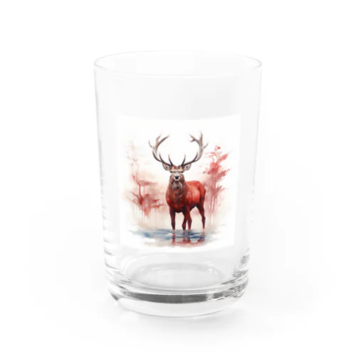 かわいい赤いエルクのTシャツ Water Glass