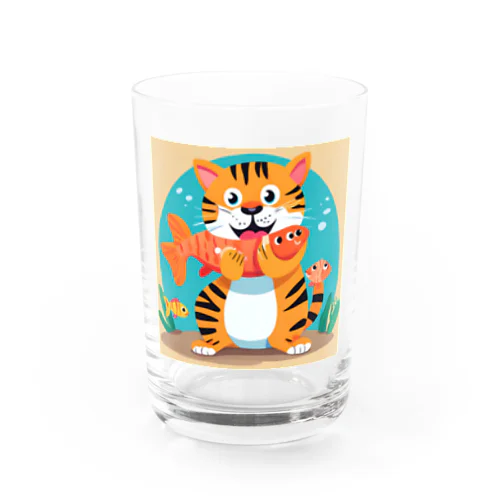 おさかなくわえたどら猫ちゃん Water Glass