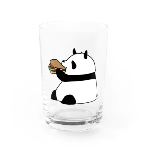 ハンバーガーをゲットしてご満悦のパンダ Water Glass