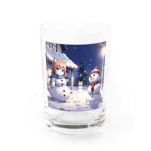 するめ猫雪だるまグッズ Water Glass