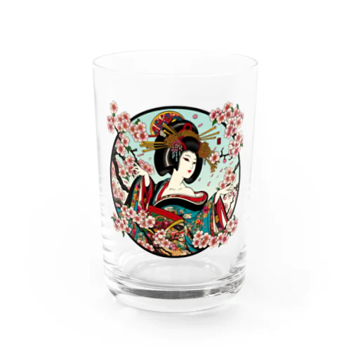 浮世絵 花魁と桜 Ukiyoe Oiran and Cherry Blossoms [UOS-DL-SR001-0008] グラス