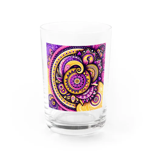 紫ベースのインド柄 Water Glass