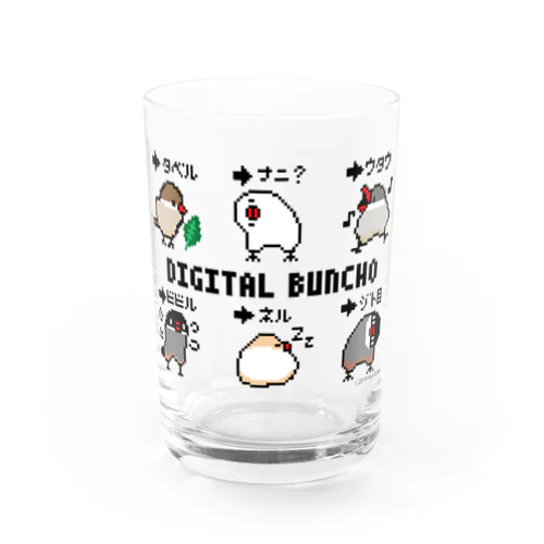 ドット絵　文鳥　DIGITALBUNCHO　デジタル文鳥 Water Glass