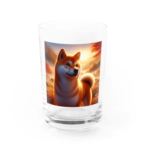 夕方の黄昏　柴犬 Water Glass