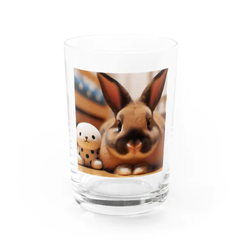 ぬいぐるみとうさぎ Water Glass