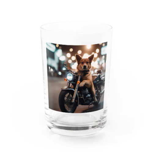 バイクに乗っているワンちゃん Water Glass