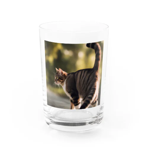 尻尾を立てて逃げようとしている猫 Water Glass