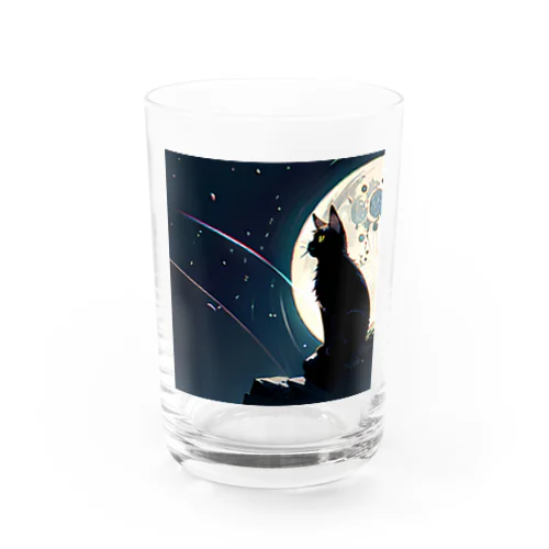 月夜を眺める黒猫 Water Glass