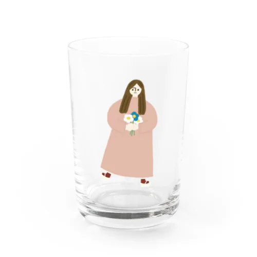 花束を持つ女の子 Water Glass