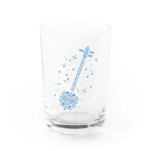 こぎん刺し三味線（青斜め） Water Glass
