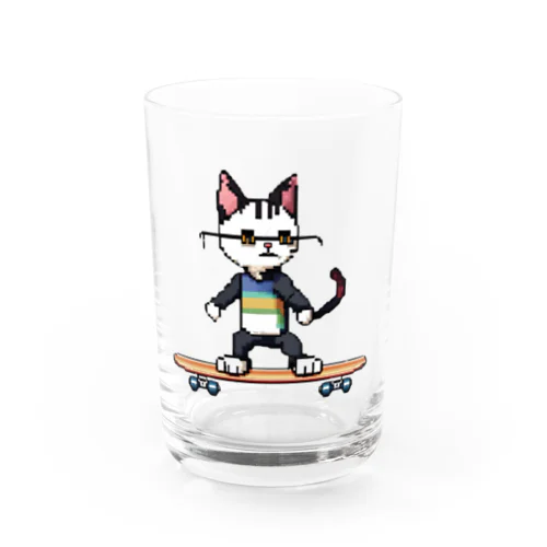 ピクセルスケボーキャット Water Glass