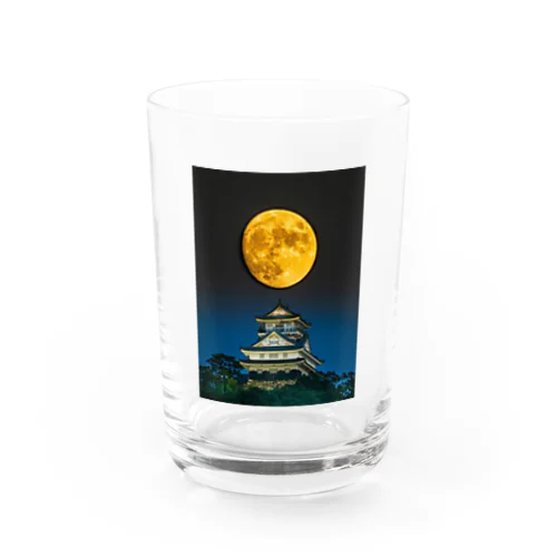 満月と岐阜城 Water Glass