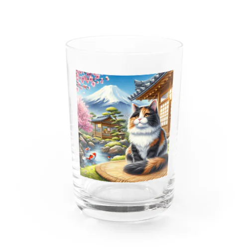 ネコ＆富士山 Water Glass