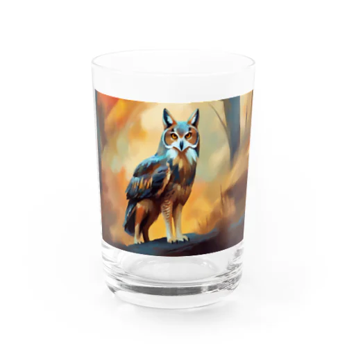 三毛猫フクロウ<<空想アニマルズ>> Water Glass