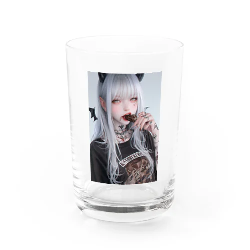 チョコを咥える悪魔美女 Water Glass