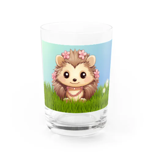 草の中に座っているハリネズミ Water Glass