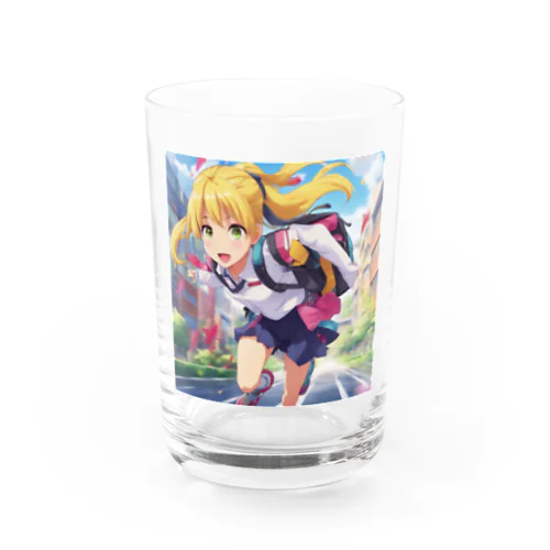 元気はつらつな、金髪ポニーテールJK Water Glass