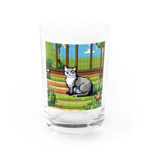 ガーデンで日向ぼっこしている猫 Water Glass