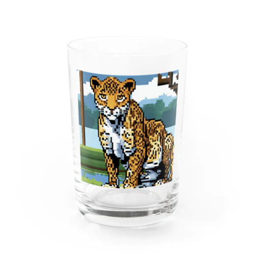 ドット絵のヒョウ Water Glass