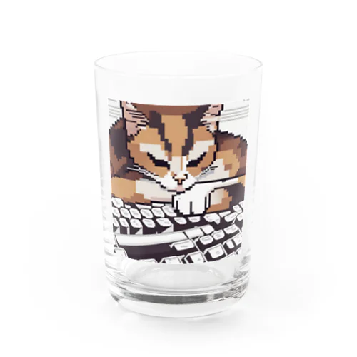 キーボードで寝る猫 Water Glass