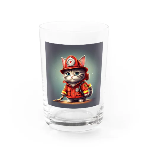  超キュートな消防士猫 Water Glass