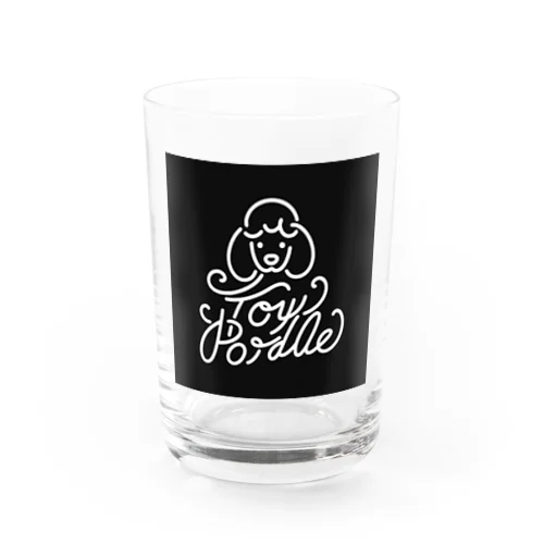 Toy poodle ブラックロゴ　シンプル グラス