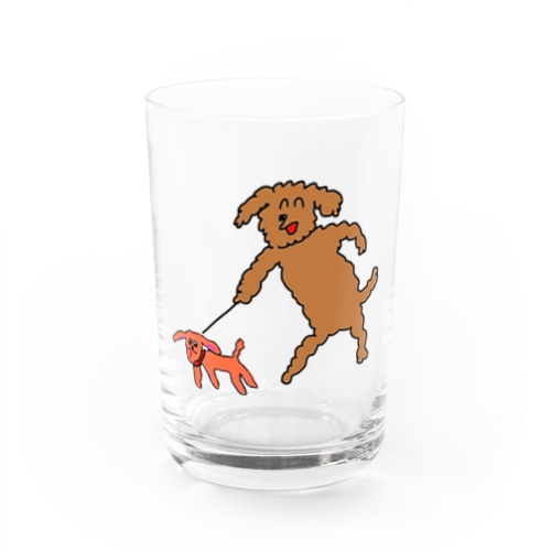 犬と犬おさんぽ Water Glass