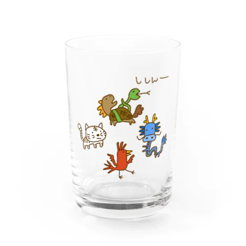 画伯チック四神 Water Glass