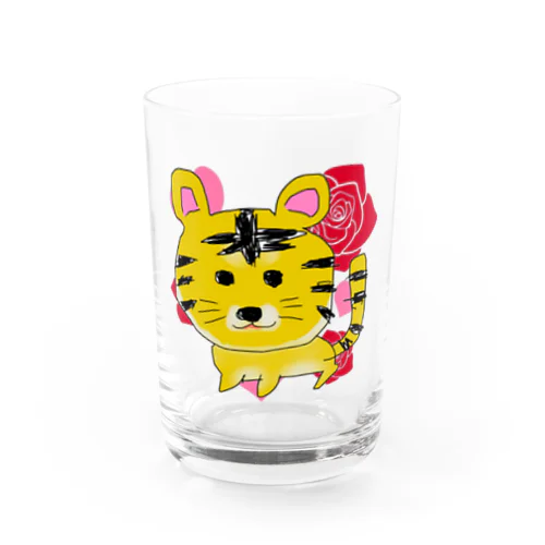 ママみん画伯のトラ Water Glass