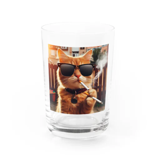 タバコを吸うグラサン猫 Water Glass