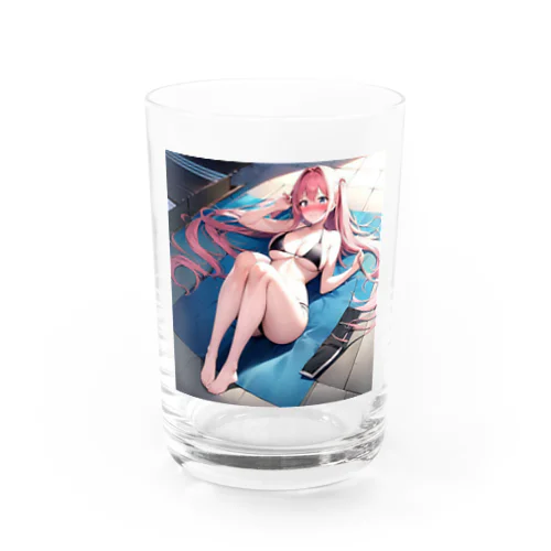 黒いビキニの女の子3（桃髪Ｖｅｒ．） Water Glass