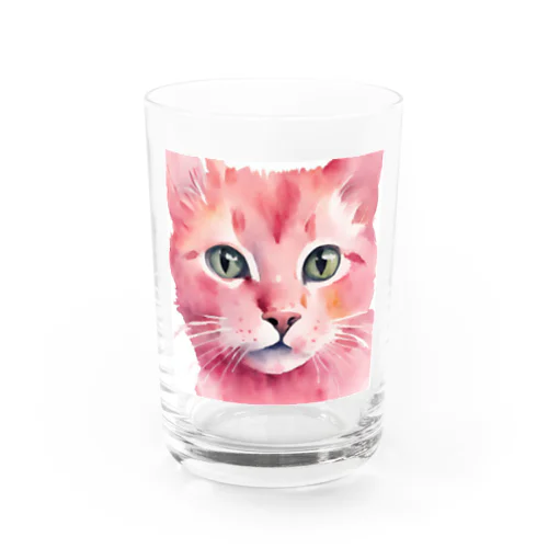 ピンクの猫ちゃんやで Water Glass