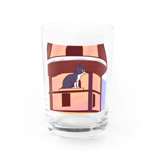 高台から見下ろす猫 Water Glass