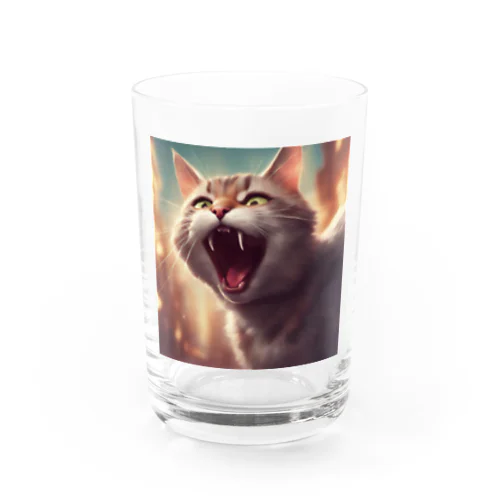 威嚇するねこ Water Glass