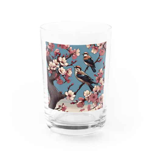 桜と雀（Cherry blossom & sparrow)  01 Water Glass