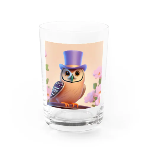 シルクハットをかぶったフクロウ Water Glass