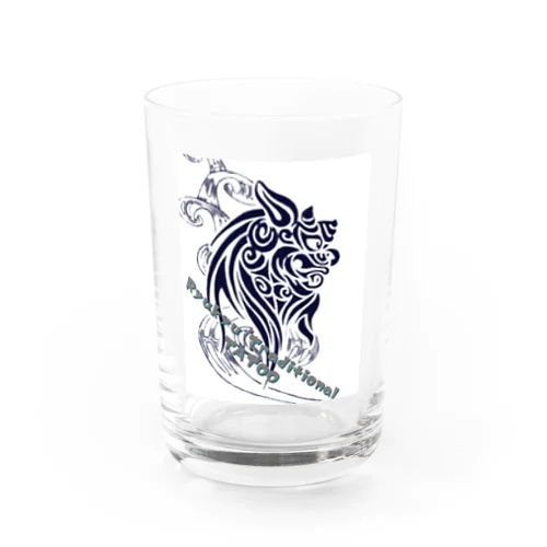 Ryukyu traditional シーサー(絣柄　波) Water Glass