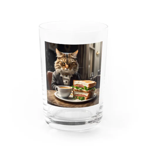 サンドイッチでランチする猫 Water Glass