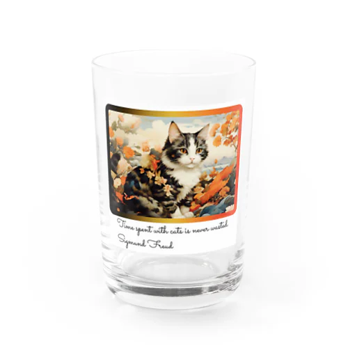 和風アートと三毛猫 Water Glass