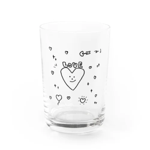 ハート　らくがき Water Glass