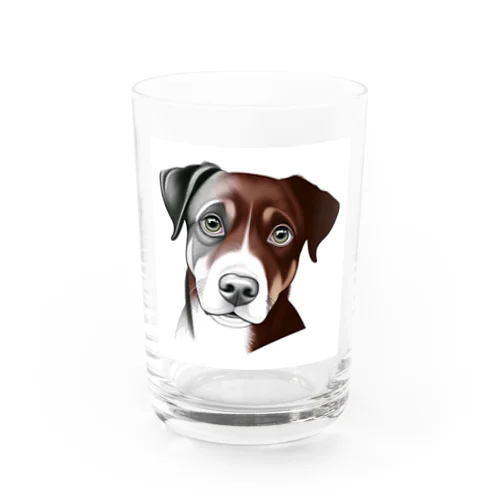 じっと見つめる犬さん Water Glass