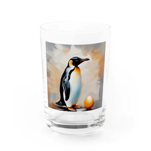 卵を温かく見守っているペンギン Water Glass