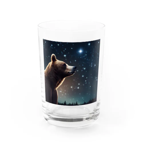 星を眺めるかわいい熊 Water Glass