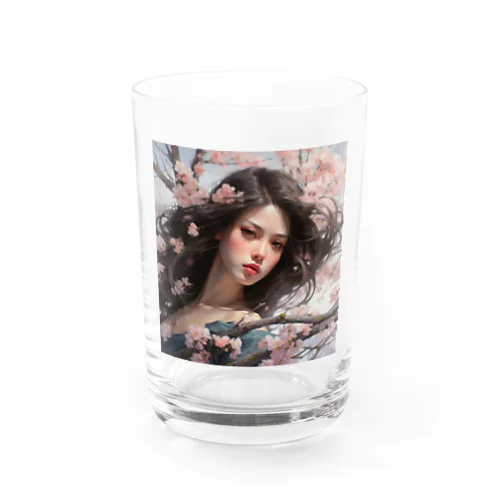 桜の花の中かで、、女性　なでしこ1478 Water Glass