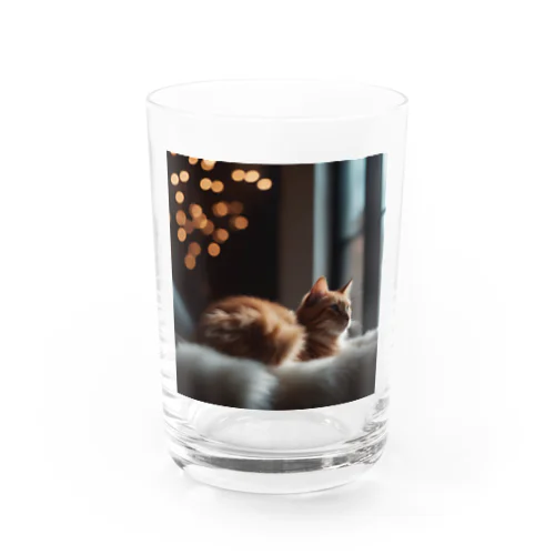 窓辺で虫を見つけた猫 Water Glass