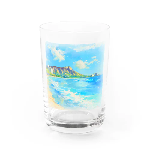 水彩画ワイキキビーチ Water Glass