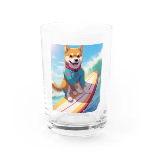 サーフィンする柴犬 Water Glass