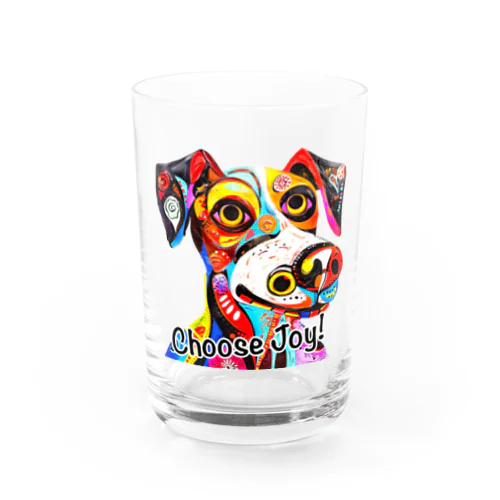 華やかな色合いが目を引く可愛らしい犬 Water Glass